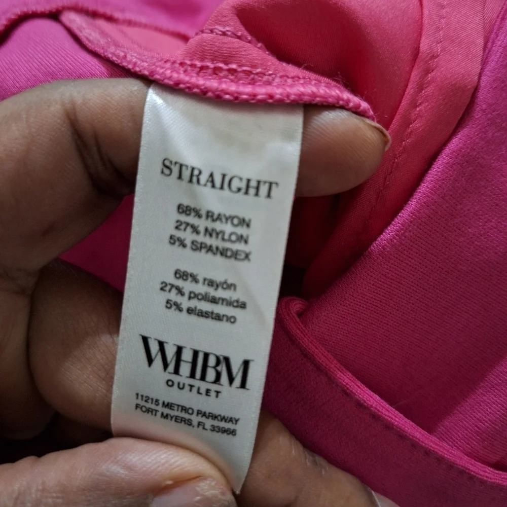 WHBM Jolie Hot Pink Straight Leg Ankle Pants with Gold Button Detail – Size 10R